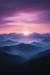 Canvas Print - An uplifting digital artwork showcasing a sunrise over mountains, representing resilience and rebirth in the journey toward mental wellness.