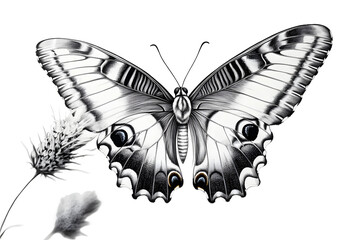 Sticker - a drawing of a butterfly in grayscale