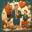 © Andreas - New style happy fathers day illustration. AI generative