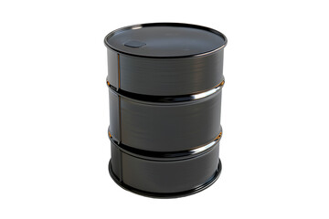 Front view of a black metal barrel isolated on a transparent background.