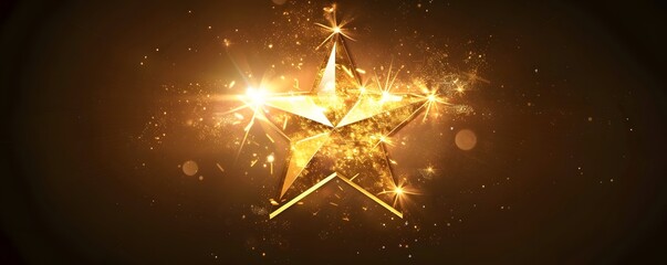 Wall Mural - A Glittering Golden Star with Sparkles and Bokeh Lights