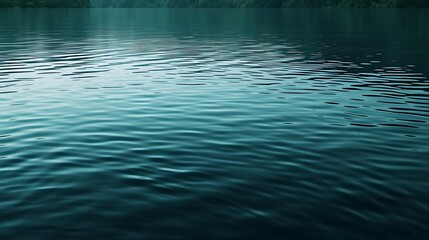 Ripples of water on a calm lake in a forest.