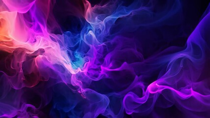 Canvas Print - Computer-generated video of vibrant, colorful smoke creating pulsating waves of energy in a digital realm, Waves of energy pulsating through a digital realm filled with abstract forms