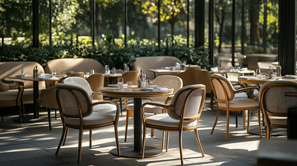 cafe tables and chairs at outdoor and indoor