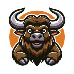 Wall Mural - Buffalo mascot vector illustration on white background