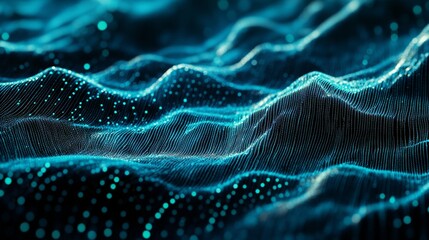 Wall Mural - dynamic hexagonal wave, an abstract representation of interconnected particles and lines, symbolizin