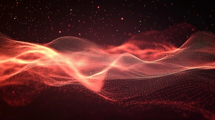 Wall Mural - dynamic hexagonal particle wave, a vibrant abstract representation of interconnected data streams, i
