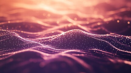Wall Mural - dynamic hexagonal wave of particles, abstract representation of interconnected data points, showcasi