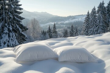 Canvas Print - White Duvet Cover in a Snowy Landscape