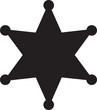 © M - Sheriff star badge flat icon. Retro vintage sheriff star vector. Western cowboy officer 6 point badge symbol. Hexagonal medal. Vector of Security Police symbol isolated on transparent background.