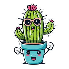 Wall Mural - cute happy cartoon cactus