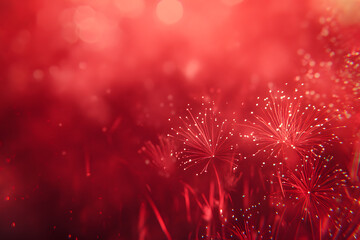 Wall Mural - fireworks on a red background