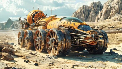 Wall Mural - Strange alien vehicle on an alien planet