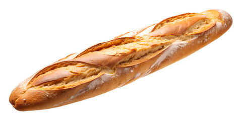 Wall Mural - Baked loaf wheat baguette bread isolated on white background, Clipping path.png