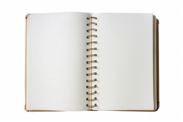 Open Spiral Notebook. White Blank Pages with Clipping Path for Mockup