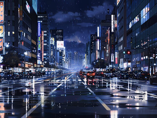 beautiful night atmosphere on a city street background illustration