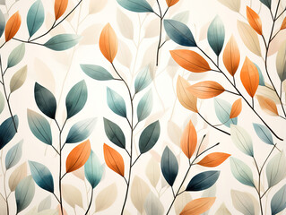 exceptional various fresh leaves, seamless pattern background.
