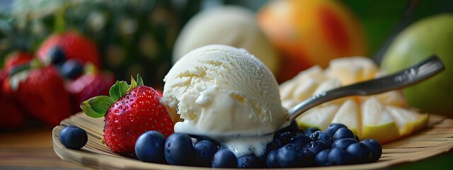 Sticker - Vanilla ice cream with fresh berries and fruits