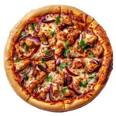 BBQ chicken pizza  isolated on transparent or white background