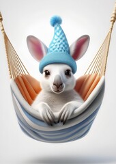 Poster - Kangaroo  baby in a hammock 