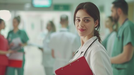 Wall Mural - The doctor with red clipboard