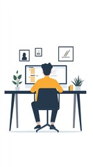 Aufkleber - Person working at a desk with a computer.