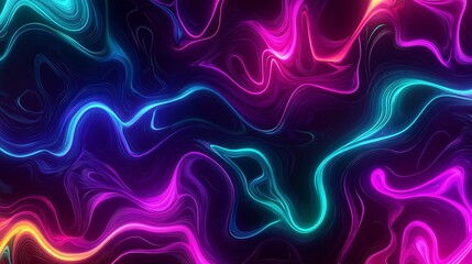 Poster - neon abstract background with swirling neon line