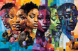 © Prasanth - vibrant collage of african american figures representing various professions and cultural contributions bold colors and dynamic composition celebrate diversity and achievement