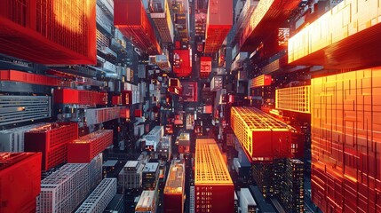 Wall Mural - Abstract Skyscrapers of a big city top view