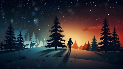 Wall Mural - wallpaper representing a Christmas illustration. Generative AI