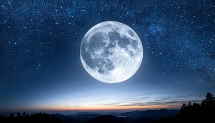 high-resolution wallpaper of a starry night sky with a glowing full moon