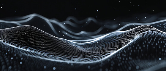 Wall Mural - abstract digital wave pattern with glowing particles