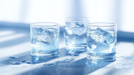 Wall Mural - Refreshing Glasses of Water with Ice Cubes.