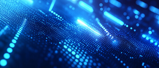 Wall Mural - abstract blue technology background with glowing lines and dots