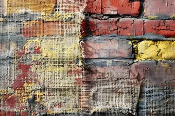 Canvas Print - Abstract Brick Wall with Grid Pattern.