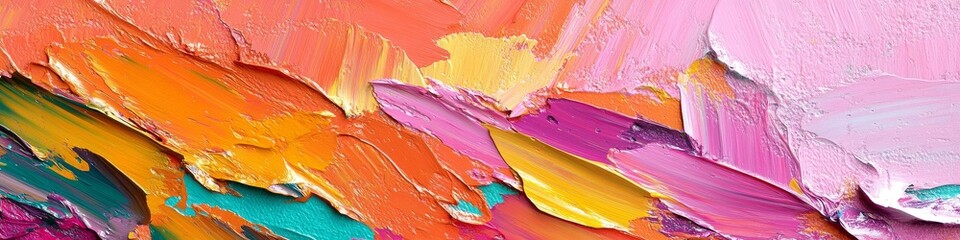 Poster - Abstract oil painting background with colorful brush strokes 