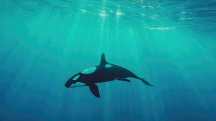 Wall Mural - underwater view of orca whale swimming
