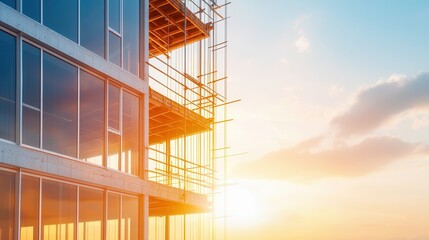 Poster - Construction Building Sunset Sky.