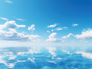 Extraordinary Bright blue sky reflects on tranquil water creating a serene landscape