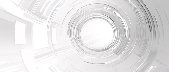 Abstract White Geometric Tunnel with Circular Pattern and Bright Light, Abstract White Geometric Tunnel with Circular Pattern and Bright