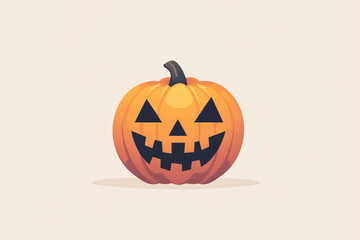 Poster - Halloween pumpkin isolated on beige background, copy space, modern simple flat design illustration