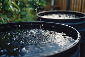 Wall Mural - Water Filled Barrels