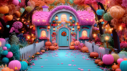 Halloween Background with pumpkins