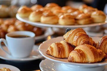 Bakery Display with Pastries and Coffee