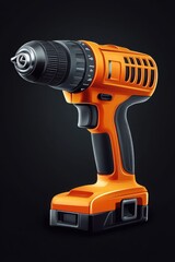 Wall Mural - Cordless Drill on Black Background