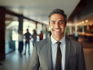 Portrait Attractive hispanic young confident business man in business professional working office