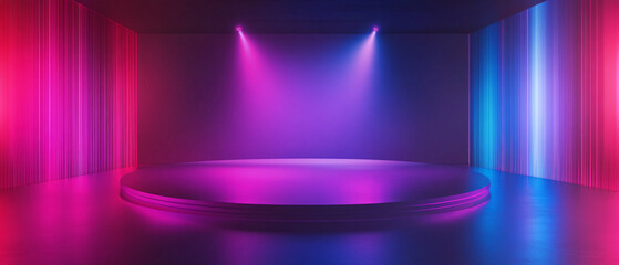 Neon Lights Stage With Purple and Blue Background