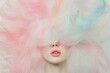 © Alexey - Ethereal pastel cotton candy hair framing delicate lips creative beauty concept for cosmetics and fashion industry