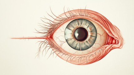 anatomical diagram of the human eye isolated on a single-color background with space for medical des