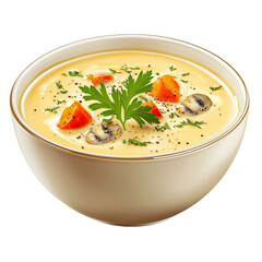 bowl of vegetable cream soup  isolated on transparent or white background